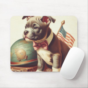 Retro American Pit Bull Terrier Painting Mousepad