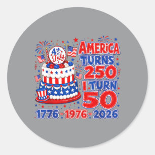 Retro Amerika wird 250 Ich werde 50 2026 Unabhängi Runder Aufkleber