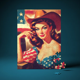 Retro Amerikanische Cowgirl Pinup Puzzle