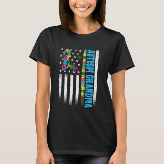 Retro-Amerikanische-Flagge-Autismus-Oma-Bewusstsei T-Shirt