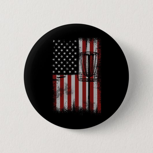 Retro-Amerikanische-Flagge-Disc-Golf-Geschenk für Button (Vorderseite)