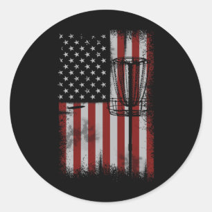 Retro-Amerikanische-Flagge-Disc-Golf-Geschenk für  Runder Aufkleber