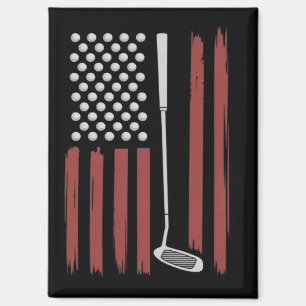 Retro-Amerikanische-Flagge-Golf-Golfer-Lustiger-Go Magnet