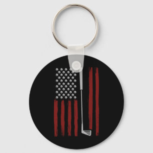 Retro-Amerikanische-Flagge-Golf-Golfer-Lustiger-Go Schlüsselanhänger