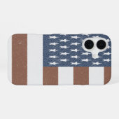 Retro-Amerikanische Flagge iPhone 16 Hülle (Rückseite (Horizontal))