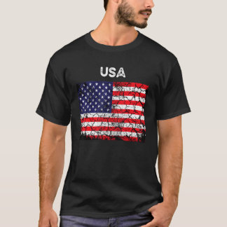 Retro-Amerikanische Flagge Männer Frauen 4. Juli V T-Shirt