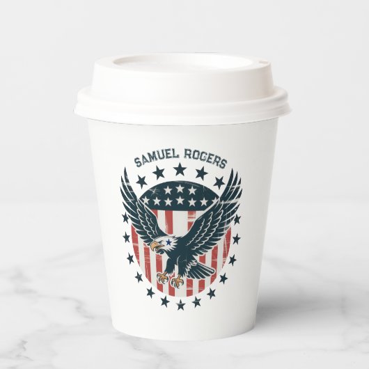 Retro Amerikanischer Adler Pappbecher (Vorderseite)