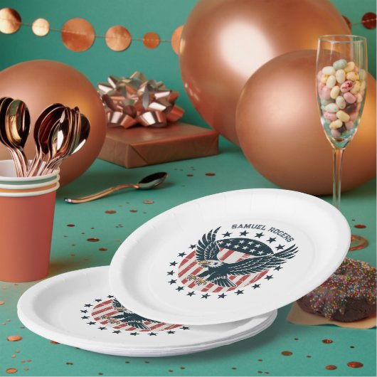 Retro Amerikanischer Adler Pappteller (Multi)