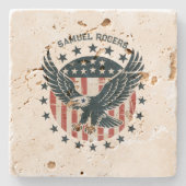 Retro Amerikanischer Adler Steinuntersetzer (Vorderseite)
