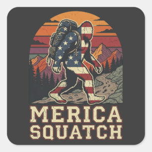 Retro Amerikanischer Bigfoot Sasquatch Natur Quadratischer Aufkleber