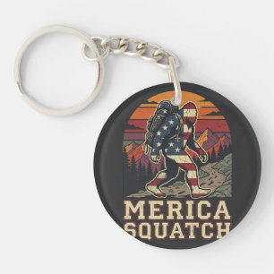 Retro Amerikanischer Bigfoot Sasquatch Natur  Schlüsselanhänger