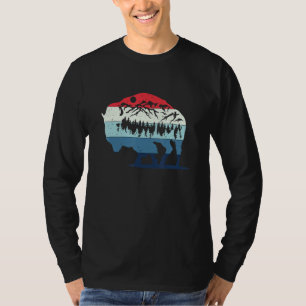 Retro Amerikanischer Bison Silhouette Büffel Bison T-Shirt