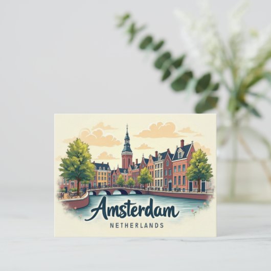 Retro Amsterdam Delight Postkarte (Stehend Vorderseite)