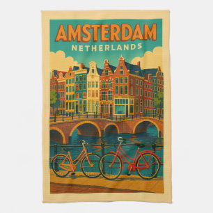 Retro Amsterdam Niederlande Geschirrtuch