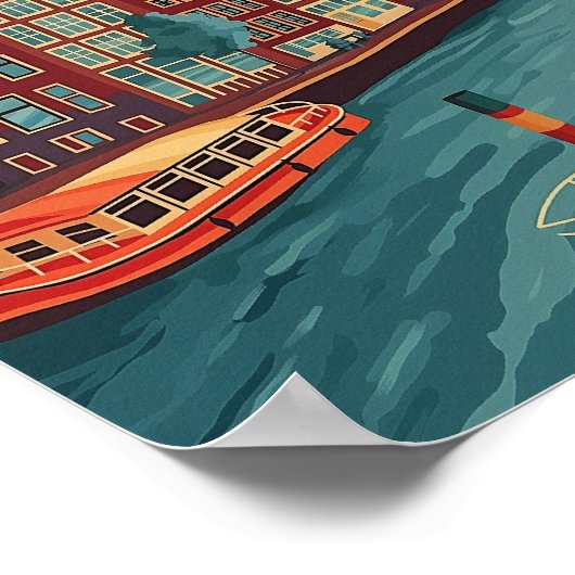 Retro Amsterdam, Niederlande Poster (Ecke)