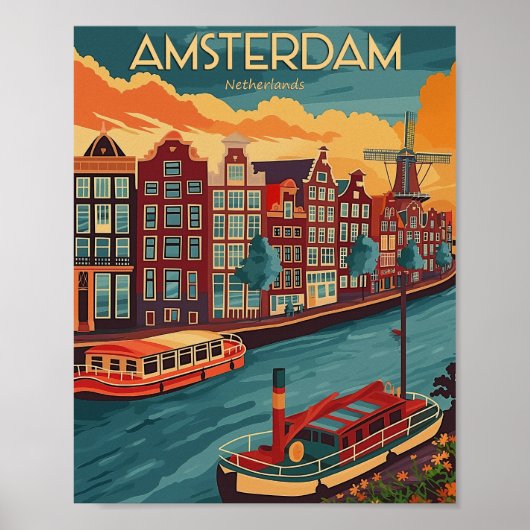 Retro Amsterdam, Niederlande Poster (Vorne)