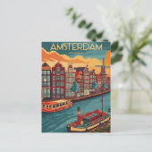 Retro Amsterdam, Niederlande Postkarte (Stehend Vorderseite)