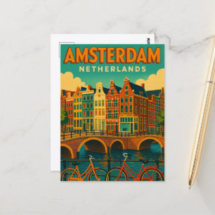Retro Amsterdam Niederlande Postkarte
