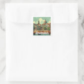 Retro Amsterdam Skyline Quadratischer Aufkleber (Tasche)