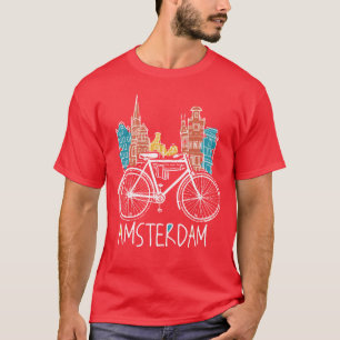 Retro Amsterdam Stadt Niederlande Fahrrad T-Shirt