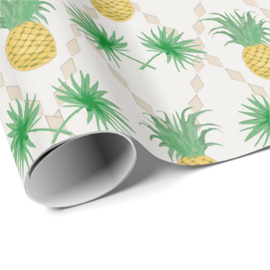 Retro, Ananas Geschenkpapier (Rolleneckpunkt)