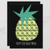 Retro Ananas Happy Birthday Yellow Black Card (Vorne/Hinten)