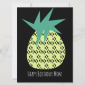 Retro Ananas Happy Birthday Yellow Black Card (Vorderseite)