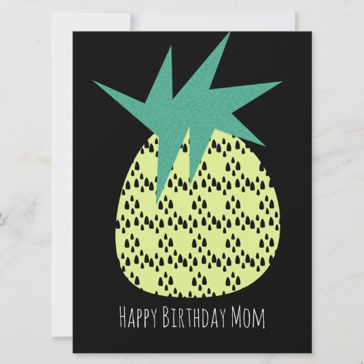 Retro Ananas Happy Birthday Yellow Black Card (Vorderseite)