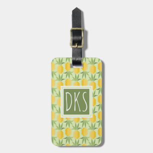 Retro Ananas Monogramm Gepäckanhänger