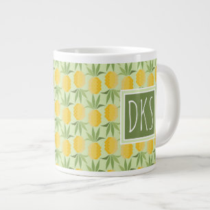 Retro Ananas  Monogramm Jumbo-Tasse