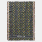 Retro-Ananas-Muster aus schwarzem Gold, Monogramm Decke (Vorderseite Vertikal)