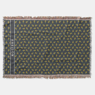 Retro-Ananas-Muster aus schwarzem Gold, Monogramm Decke