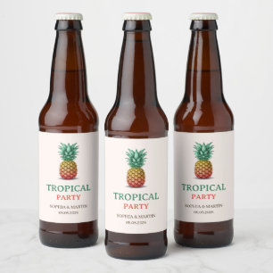 Retro-Ananas-Party im tropischen Stil Bierflaschenetikett