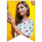 Retro Ananas Pickleball Brautparty Foto Wimpelkette (Zweite Fahne)