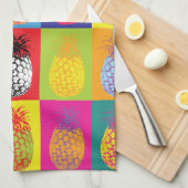 Retro Ananas Pop Kunst Bright Bold Kitchen Print Geschirrtuch (Viertel Falte)