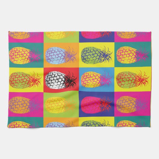 Retro Ananas Pop Kunst Bright Bold Kitchen Print Geschirrtuch (Horizontal)