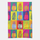 Retro Ananas Pop Kunst Bright Bold Kitchen Print Geschirrtuch (Vertikal)