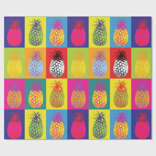 Retro Ananas Pop Kunst Bright Bold Modern Pattern Geschenkpapier (Flach)