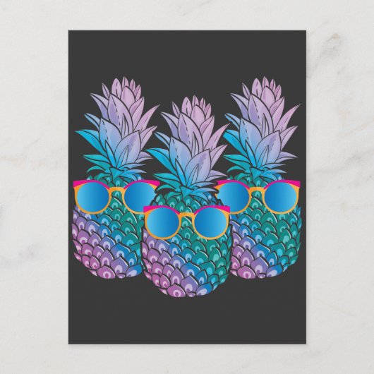 Retro Ananas Sonnenbrille Disco Gartenbau Postkarte (Vorderseite)