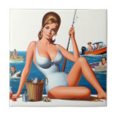 Retro-Angeln Pin-up Fliese (Vorderseite)