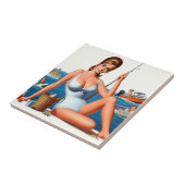 Retro-Angeln Pin-up Fliese (Seite)