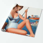 Retro-Angeln Pin-up Geschenkpapier (Ungerollt)