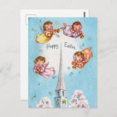 Retro Angels und Church Happy Oaster Postkarte (Vorne/Hinten)