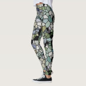 Retro Angesagt Taupe Aquamarin blaues grünes Mosai Leggings (Links)