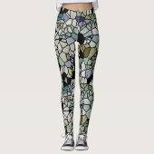 Retro Angesagt Taupe Aquamarin blaues grünes Mosai Leggings (Vorderseite)
