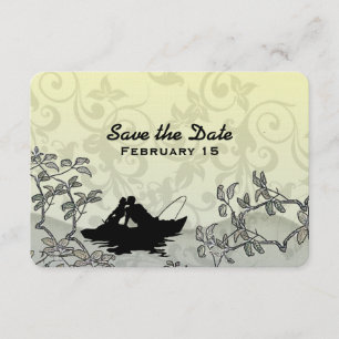 Retro-Angler Blau Gelb Save-the-Date Einladung