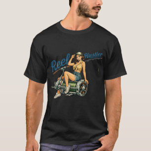Retro-Angler-Pin-Up Reel Hustler   Lustiger Fisch T-Shirt