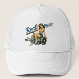 Retro-Angler-Pin-Up Reel Hustler | Lustiger Fisch Truckerkappe