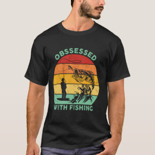 Retro-Angler-Silhouette, besessen vom Angeln T-Shirt