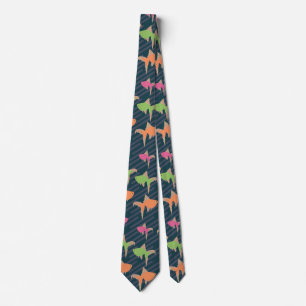 Retro-Angler-Vater Neonfisch-Muster Krawatte